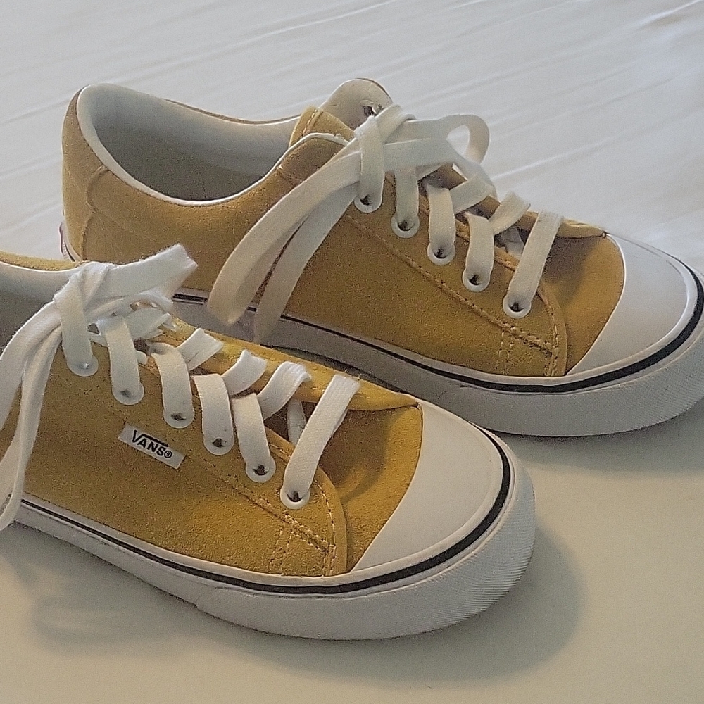 Vans Yellow Sneakers with White Laces and Rubber Toe Cap